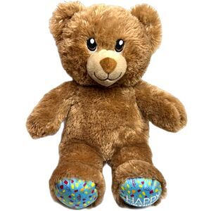 Brown Teddy Bear Plush Happy Birthday Celebration Stuffed Animal Toy 15 Inch 15"